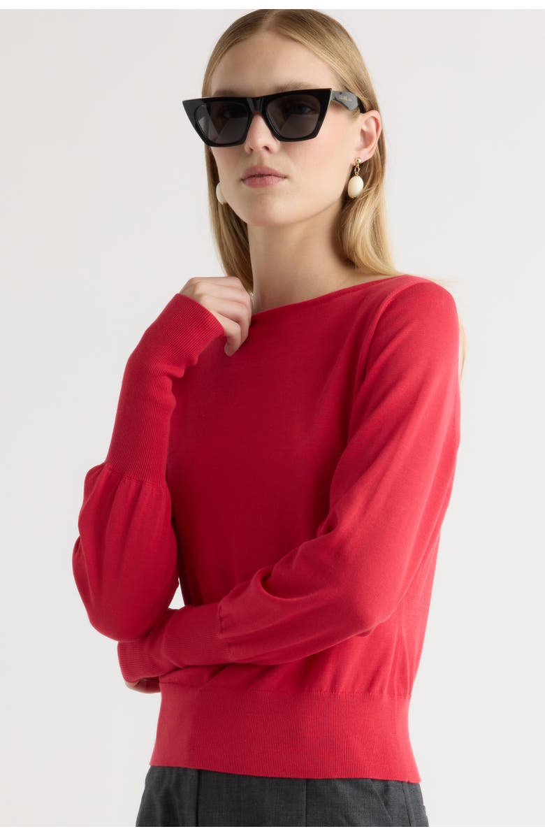 Modern Citizen Hanli Cotton-Silk Boat-Neck Sweater, Alternate, color, Scarlet Red