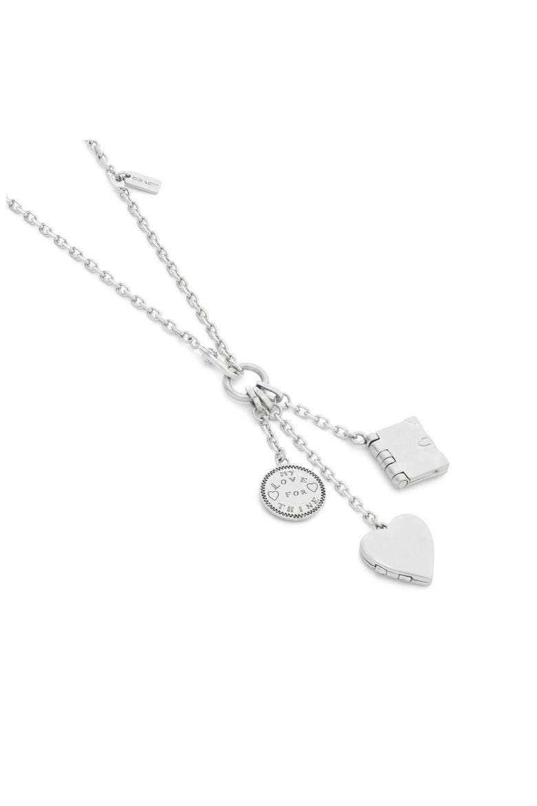 Multi Charm Lariat Necklace, Alternate, color, ANTIQUE SILVER