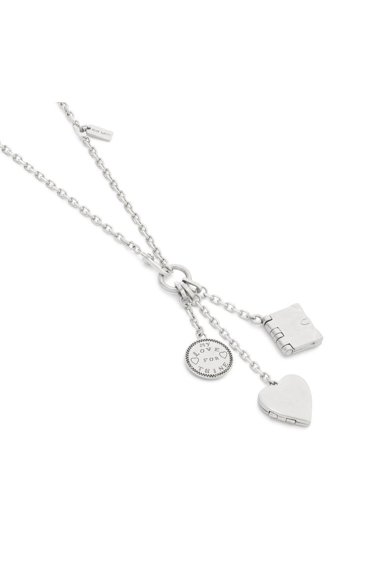 COACH Multi Charm Lariat Necklace, Alternate, color, Antique Silver