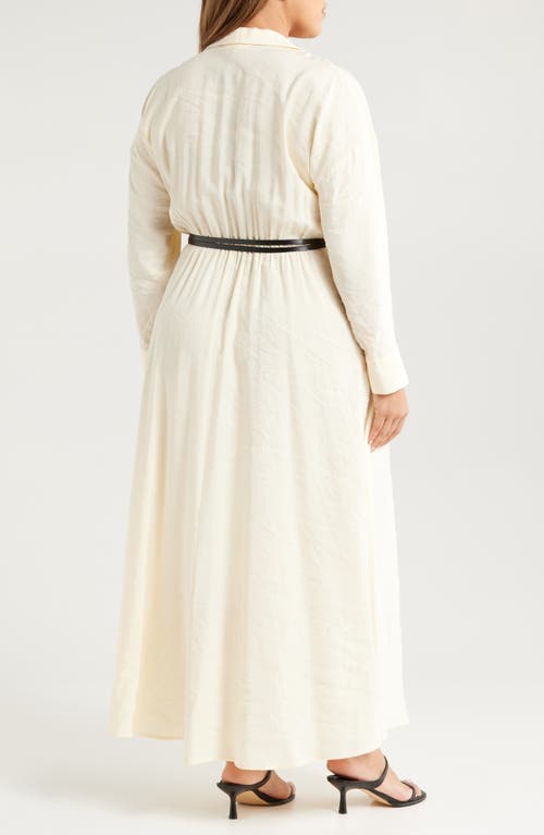 Melloday Long Sleeve Maxi Shirtdress In Bone
