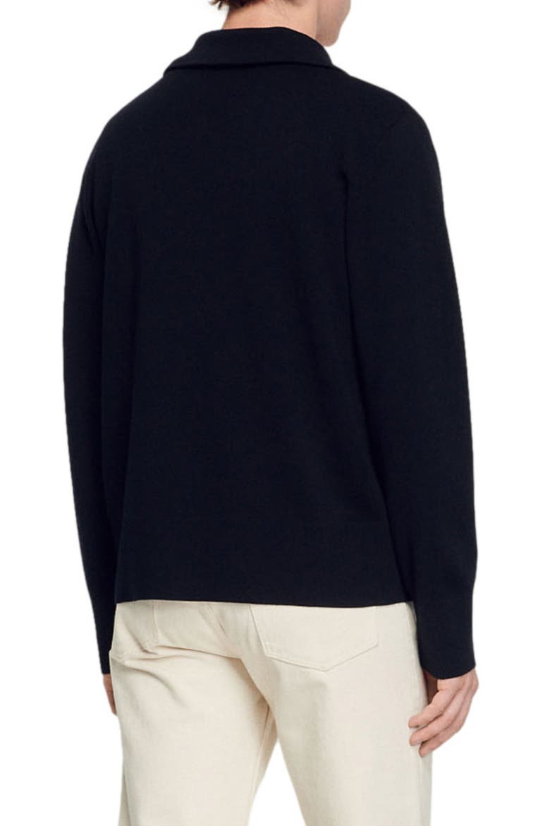 Zip-up wool cardigan, Alternate, color, MARINE