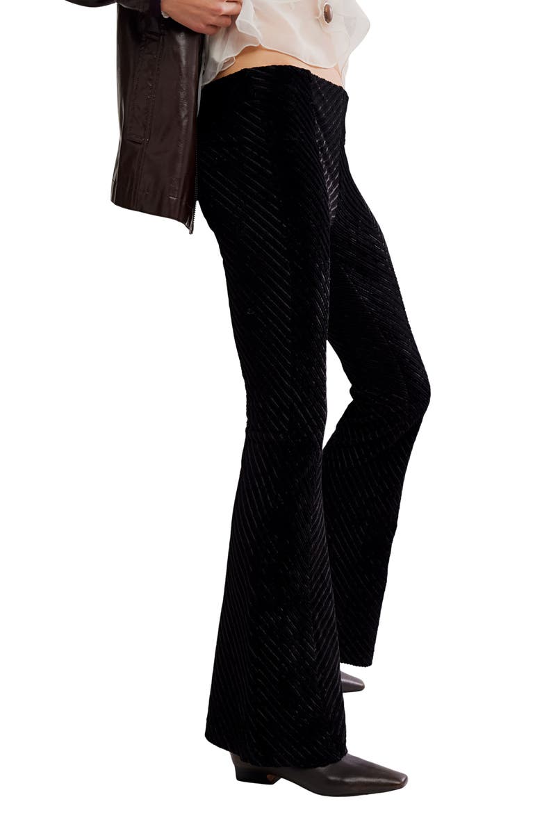Penny Flare Velvet Pants, Alternate, color, BLACK