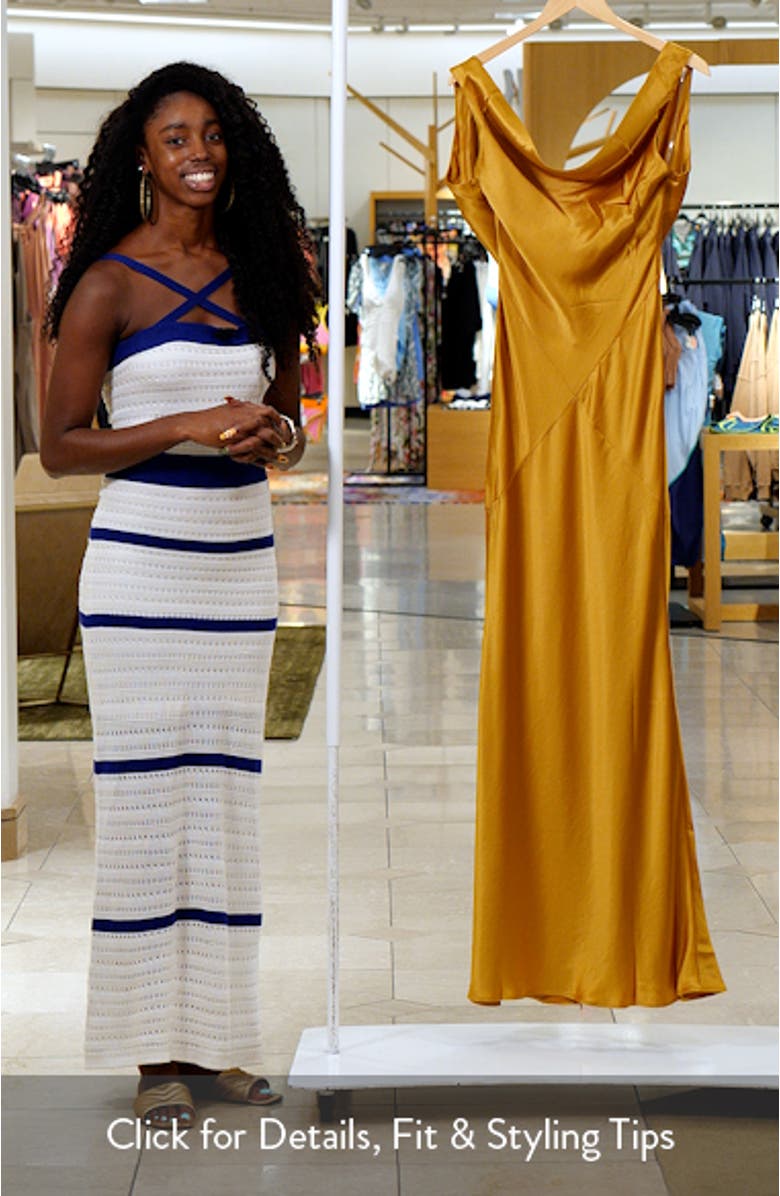 Safaira Cowl Neck Satin Gown, sales video thumbnail