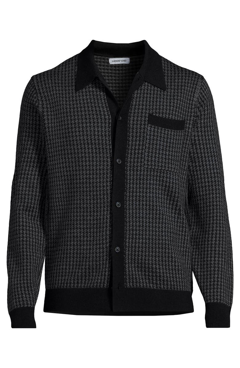 Lands' End Long Sleeve Washable Merino Button Through Sweater Polo, Alternate, color, 