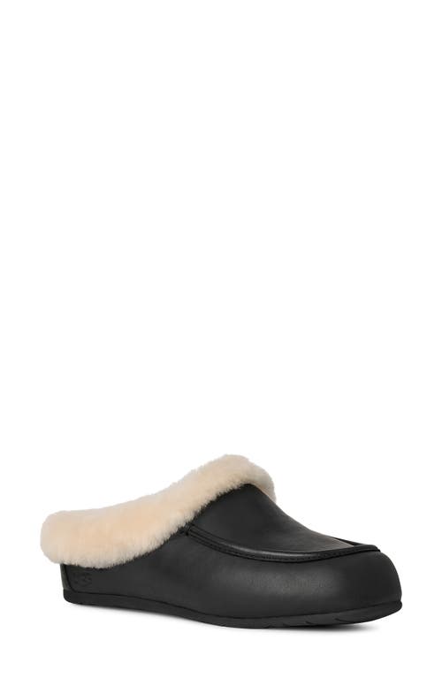 Ugg(r) Ansley Genuine Shearling Trim Leather Mule In Black