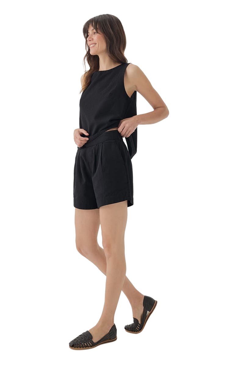 Pact Canopy Linen High-Waisted Short Made with Organic Cotton, Alternate, color, Black
