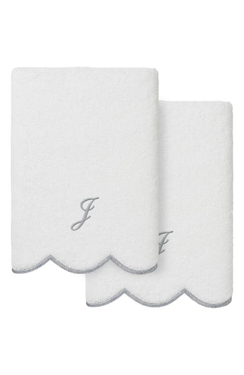 Scallop Personalized Monogram 2-Piece Hand Towel Set