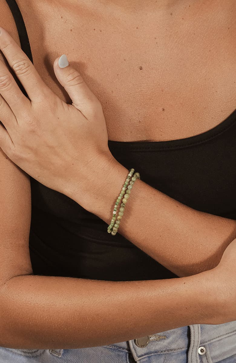 Sterling Forever Stone 2-Pack Beaded Stretch Bracelets, Alternate, color, Ocean