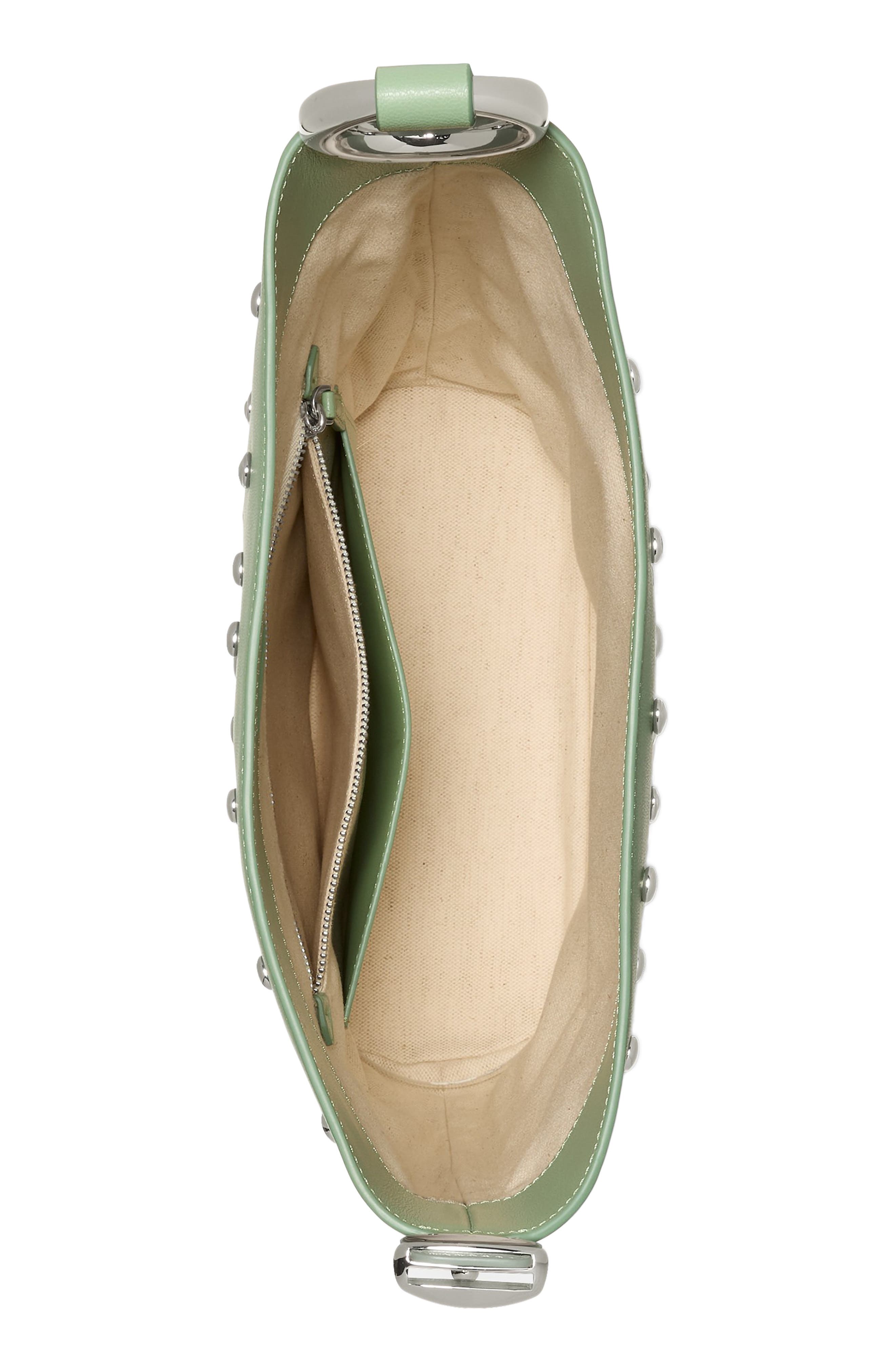 Kate Spade New York halo stud fine grain leather bucket bag, Alternate, color, Crisp Sage