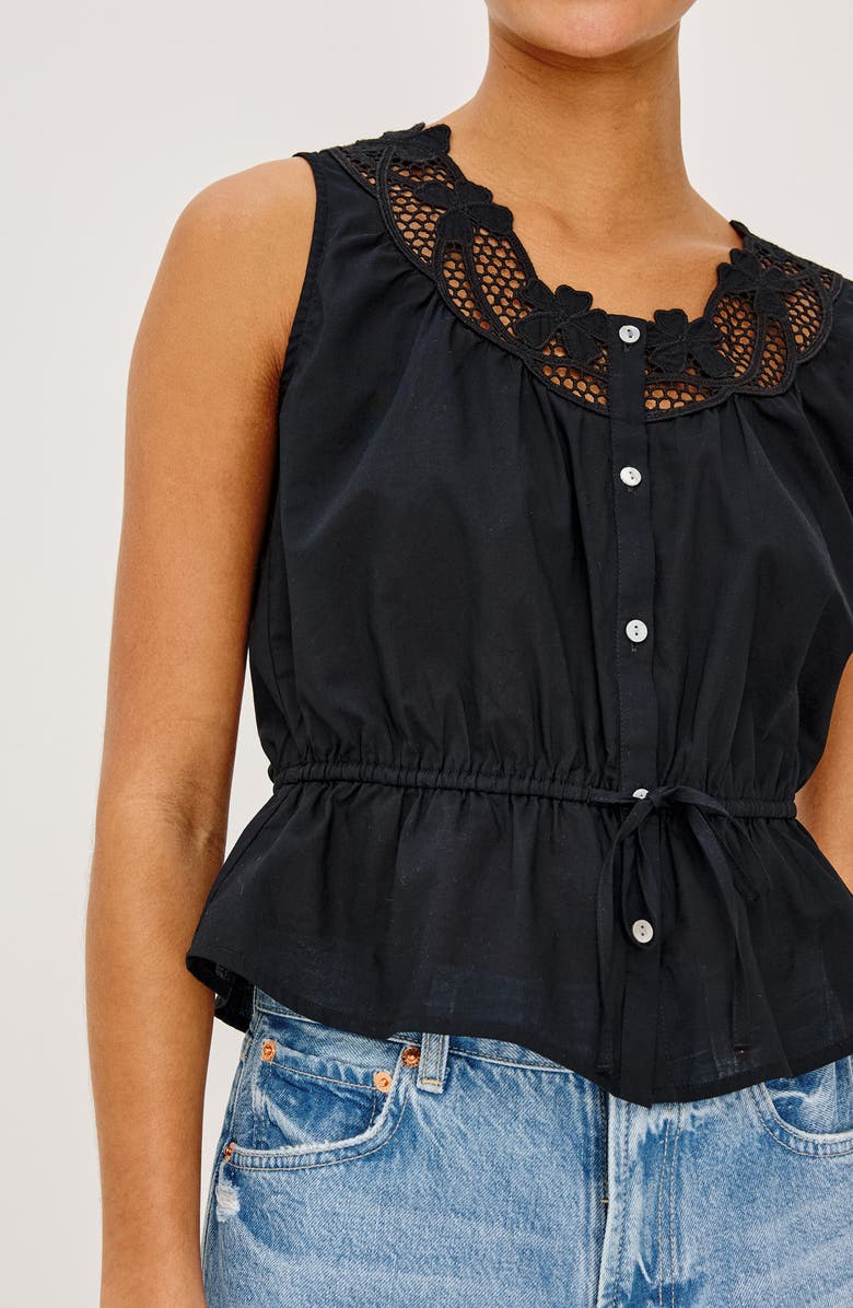 Rails Leilani Peplum Cotton Button-Up Top, Alternate, color, Black