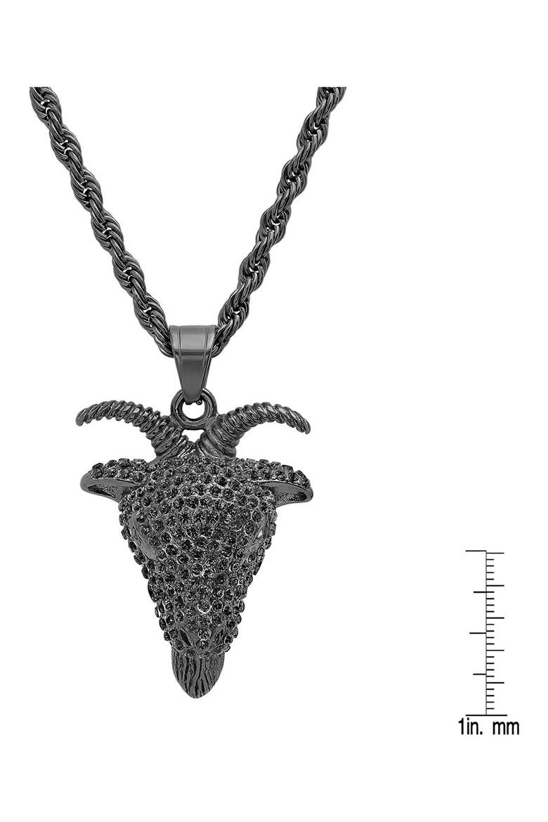 Men's Ram Pendant Rope Chain Necklace, Alternate, color, BLACK