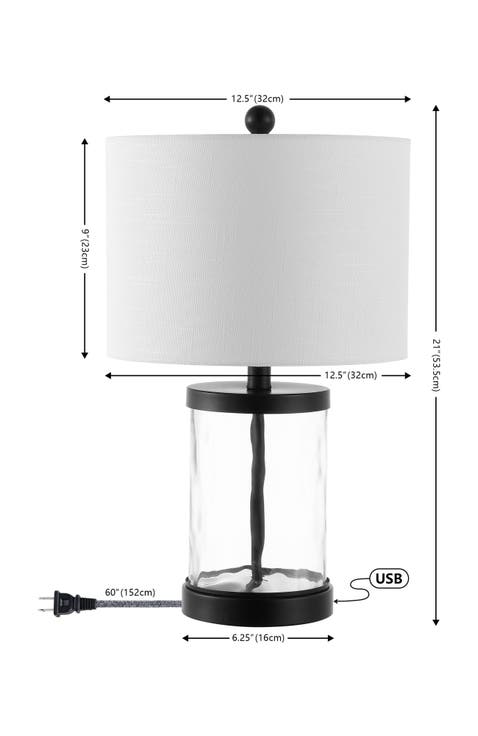 Alexander Modern Designer Iron/Water Glass LED Table Lamp with USB Charging Port