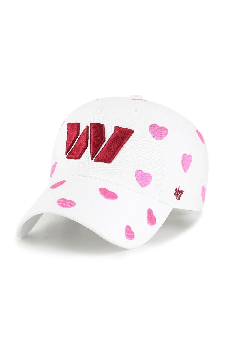 '47 Girls Toddler '47 White Washington Commanders Surprise Clean Up Adjustable Hat, Main, color, 