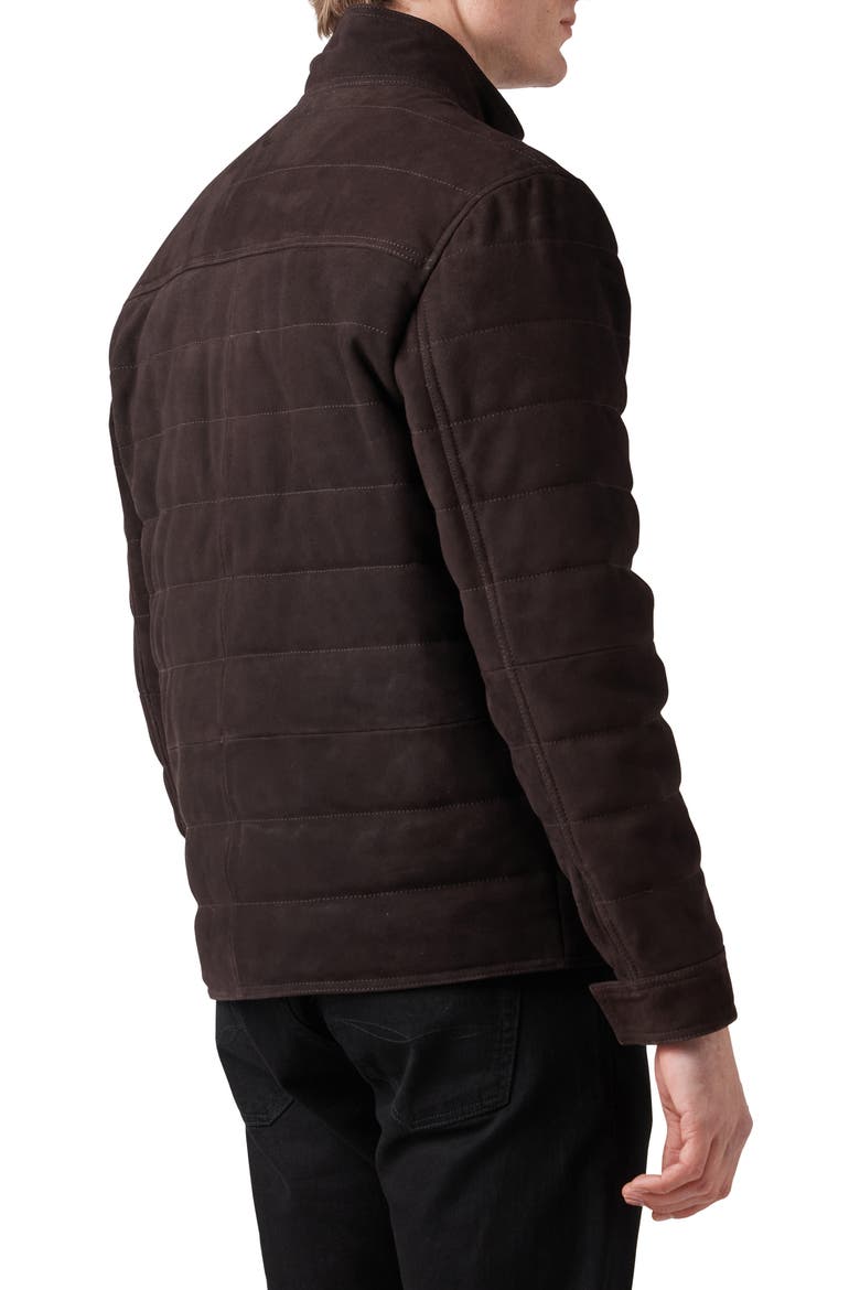 Waverley Water Repellent Quilted Suede Bomber Jacket, Alternate, color, CHOCOLATE