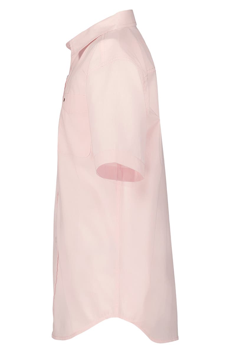 Tommy Hilfiger Kids' End on End Short Sleeve Button-Up Shirt, Alternate, color, Icy Pink