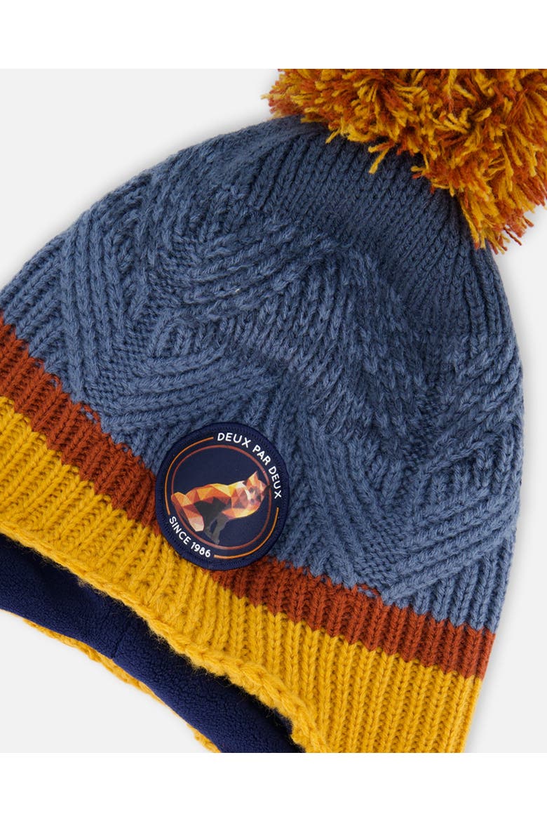 Baby Boy's Peruvian Knit Hat Gradient Navy And Yellow, Alternate, color, Gradient Stripes