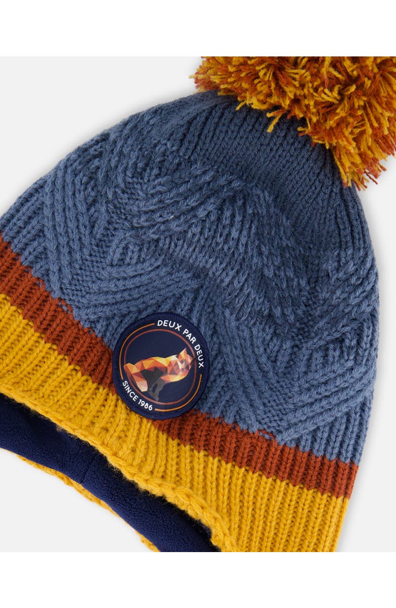 Deux par Deux Baby Boy's Peruvian Knit Hat Gradient Navy And Yellow, Alternate, color, Gradient Stripes