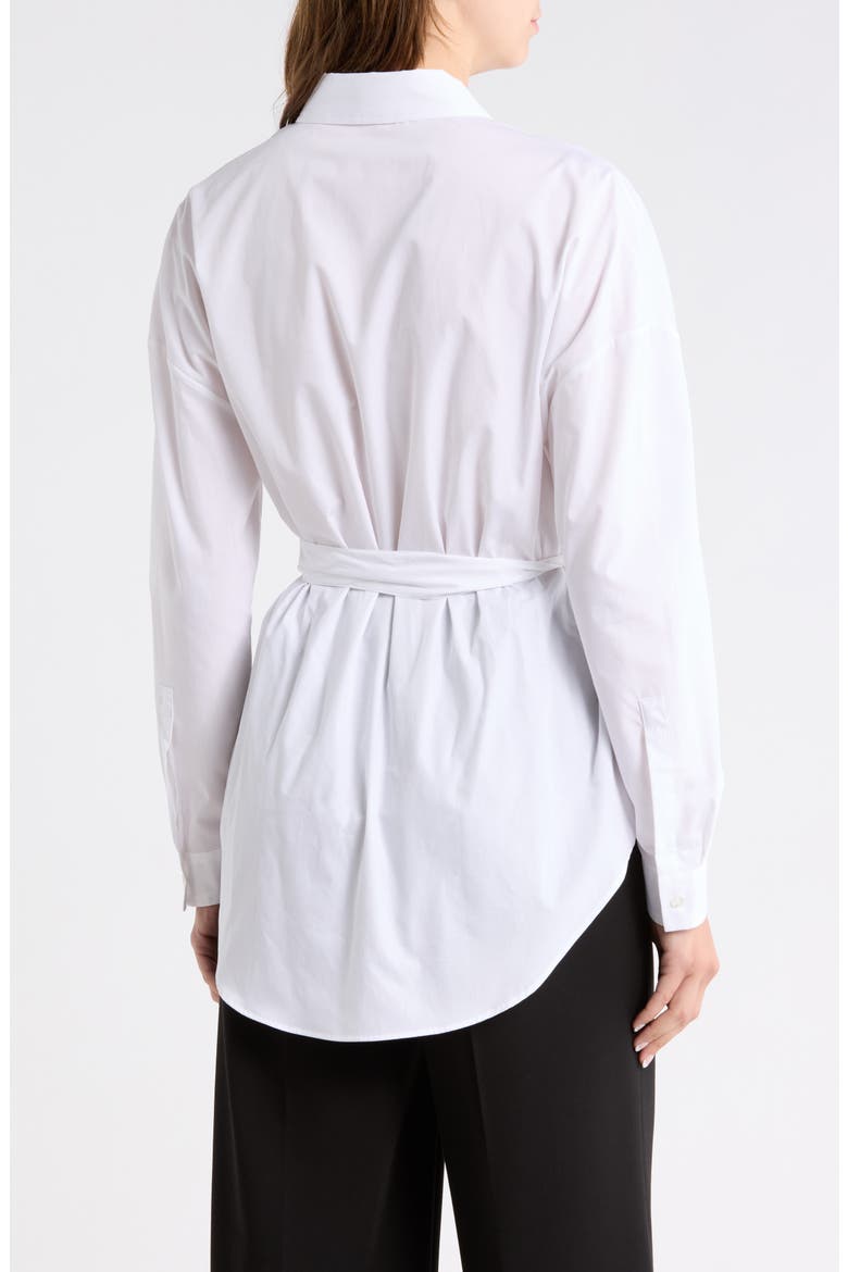 Eprilia Belted Cotton Button-Up Shirt, Alternate, color, WHITE
