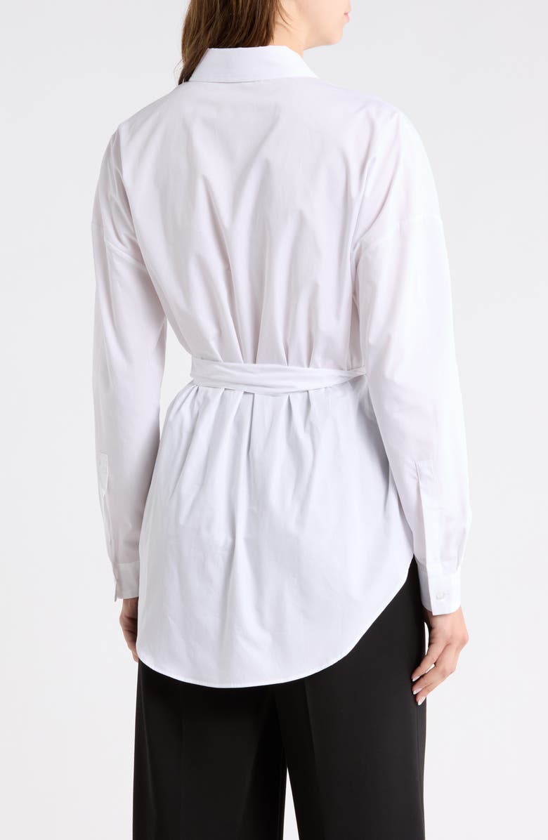BOSS Eprilia Belted Cotton Button-Up Shirt, Alternate, color, White