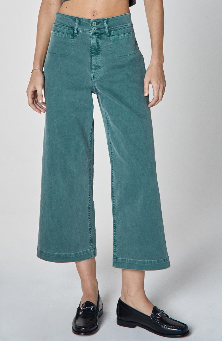 Unpublished Gemma Crop Wide Leg Jeans, Main, color, Green