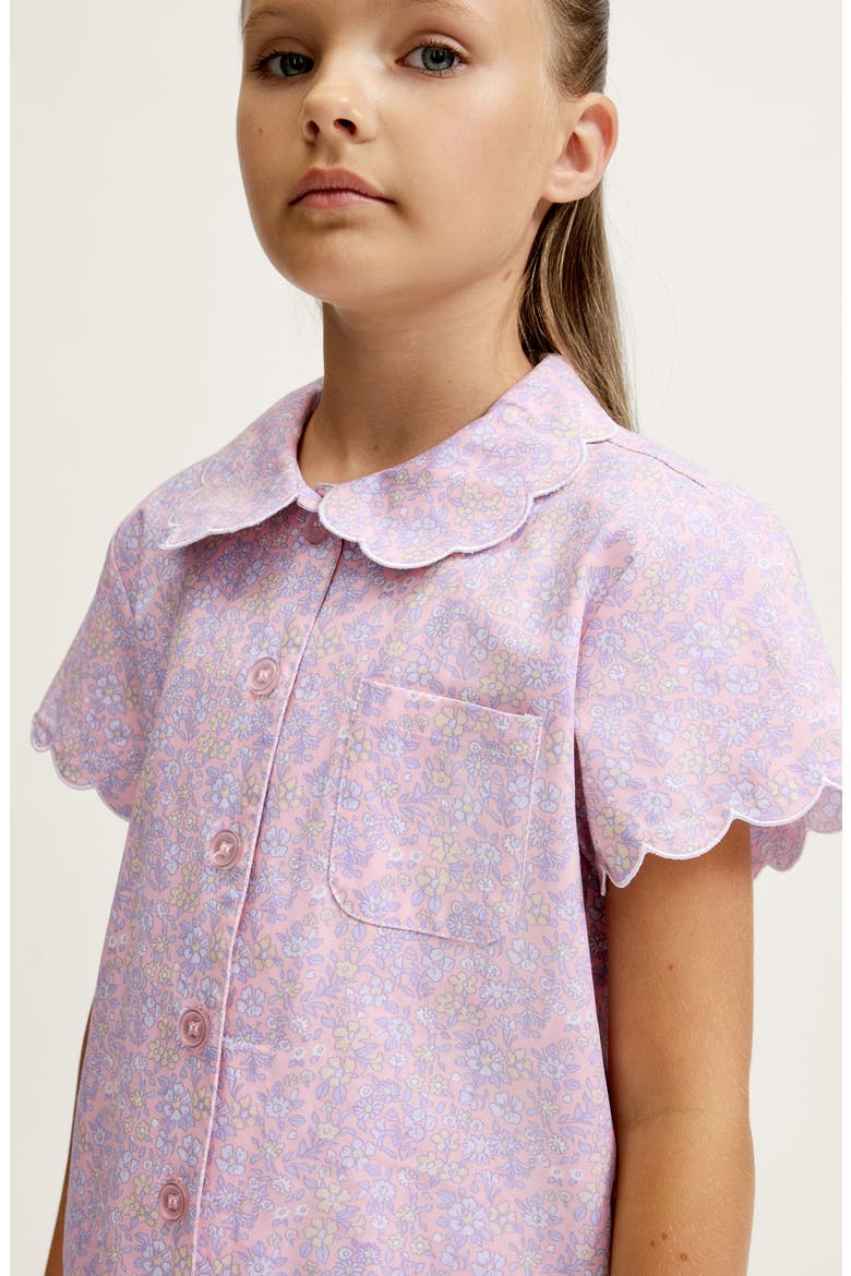 Kids' Colette Twill Two-Piece Short Pajamas, Alternate, color, PINK