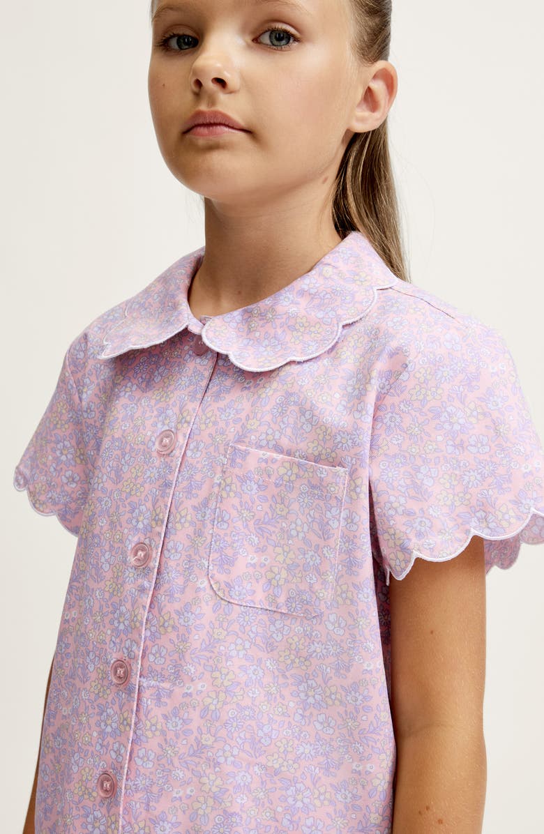Petite Plume Kids' Colette Twill Two-Piece Short Pajamas, Alternate, color, Pink