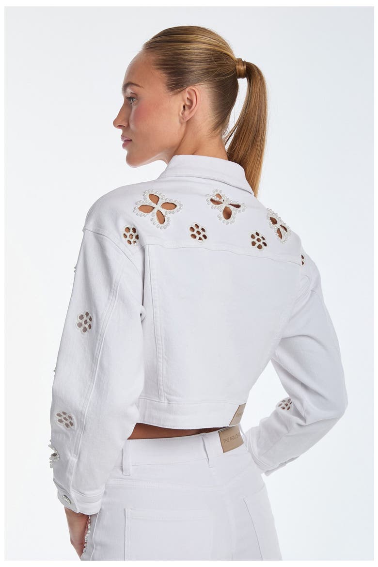 Kaia Pearl Jean Jacket, Alternate, color, White