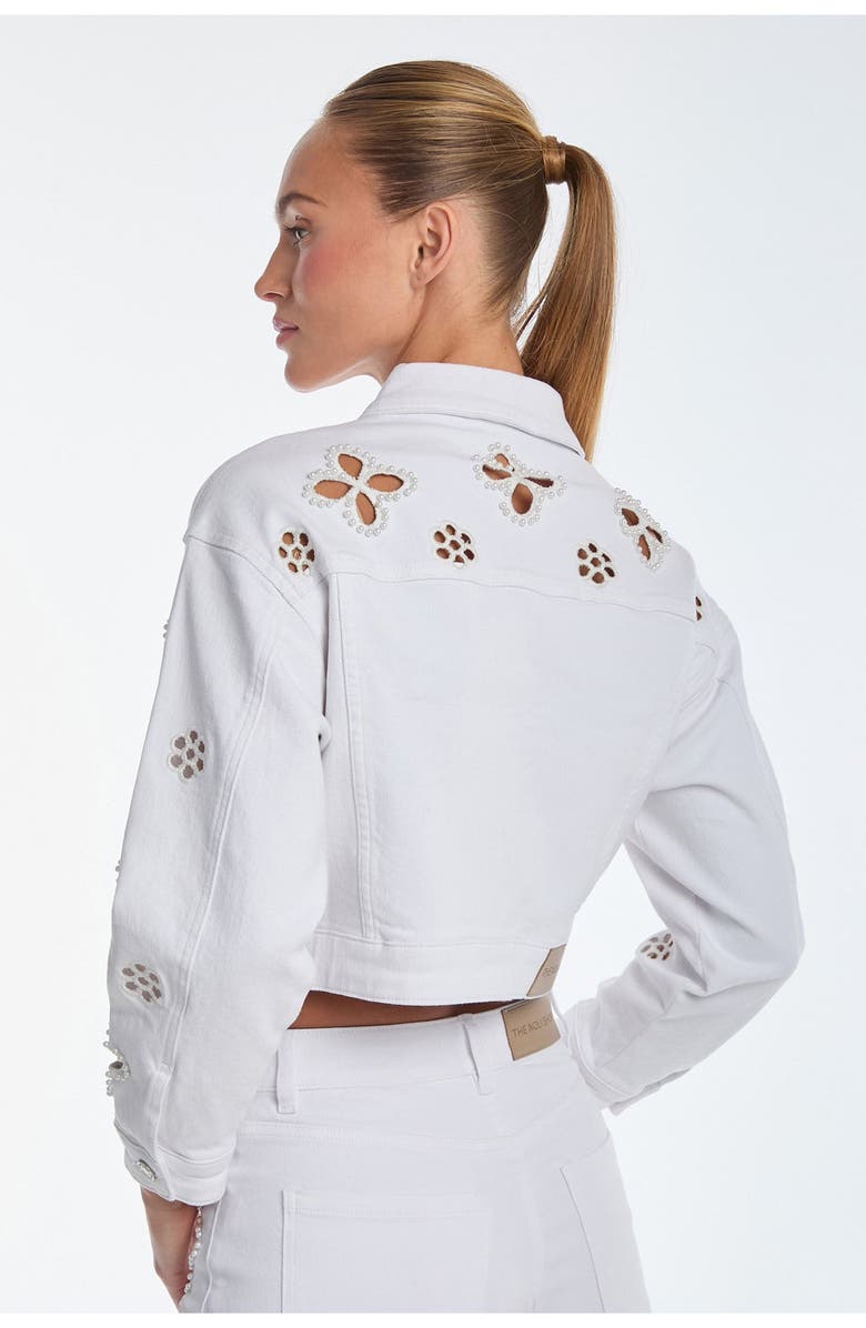 The Noli Shop Kaia Pearl Jean Jacket, Alternate, color, White