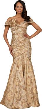 LARA New York Off Shoulder Brocade Mermaid Gown