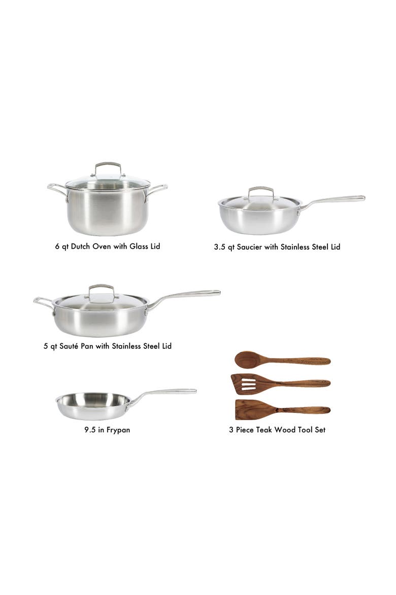 10-Piece Professional Tri-Ply Stainless Steel Cookware Set, Alternate, color, Stainless Steel