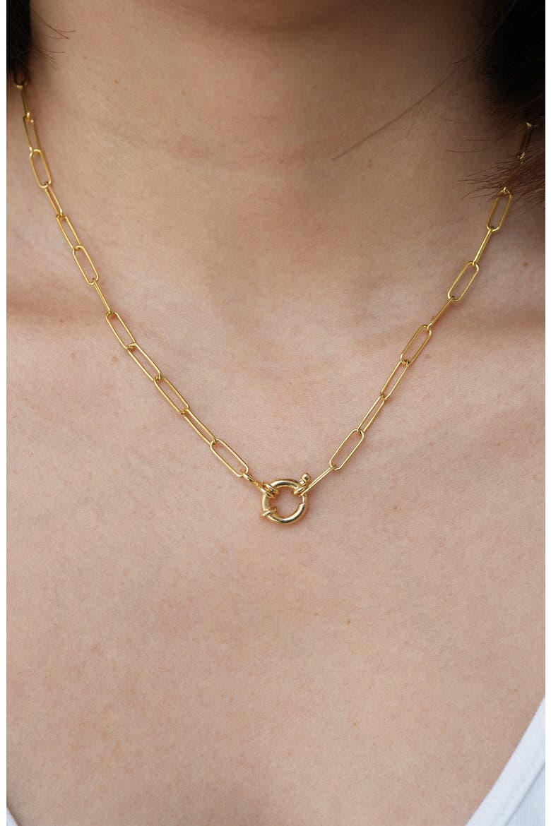 Knife Edge Paper Clip Chain Necklace, Alternate, color, GOLD