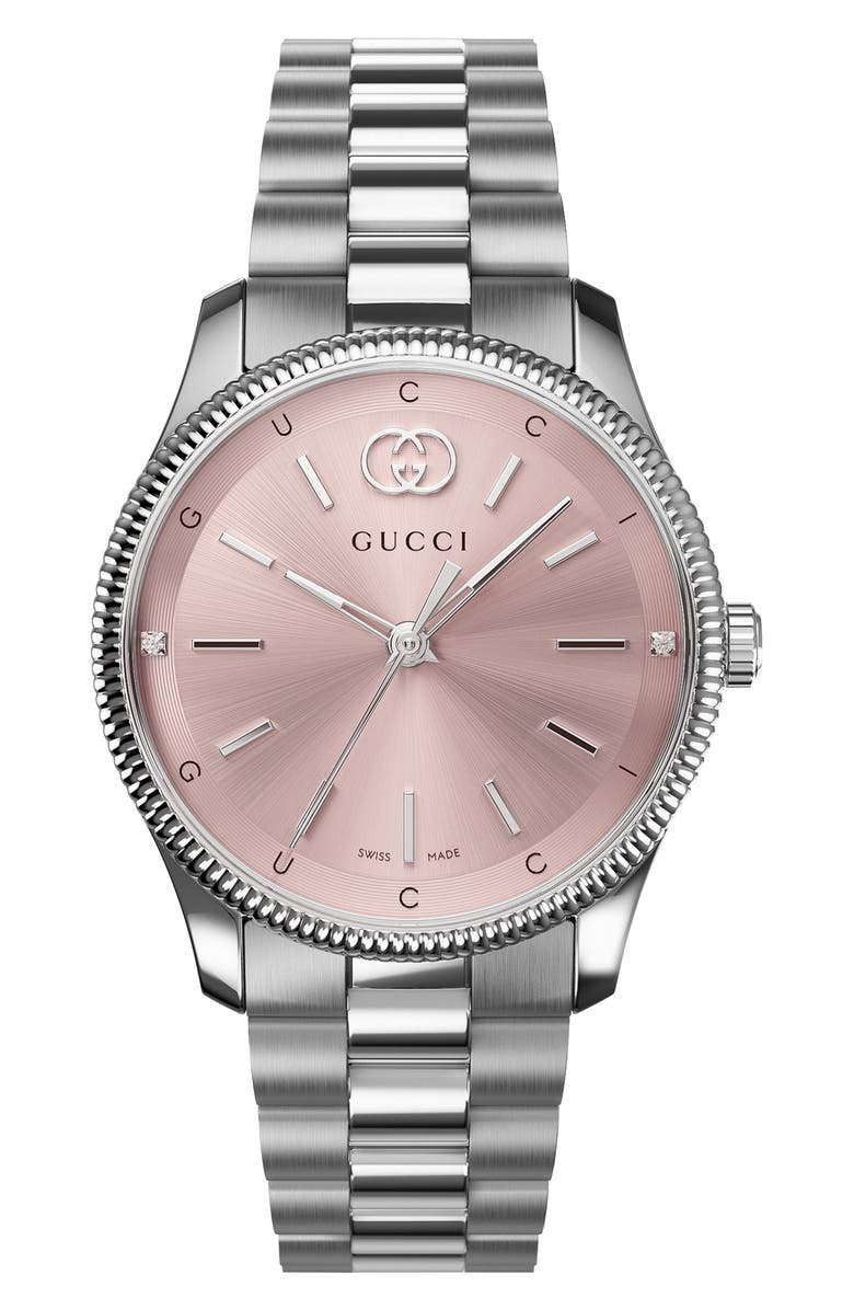 Gucci G-Timeless Diamond Slim Bracelet Watch, 29mm, Alternate, color, Silver