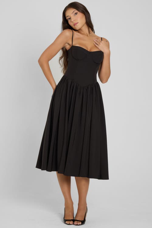 Leau Ballerina Bustier Midi Dress In Black