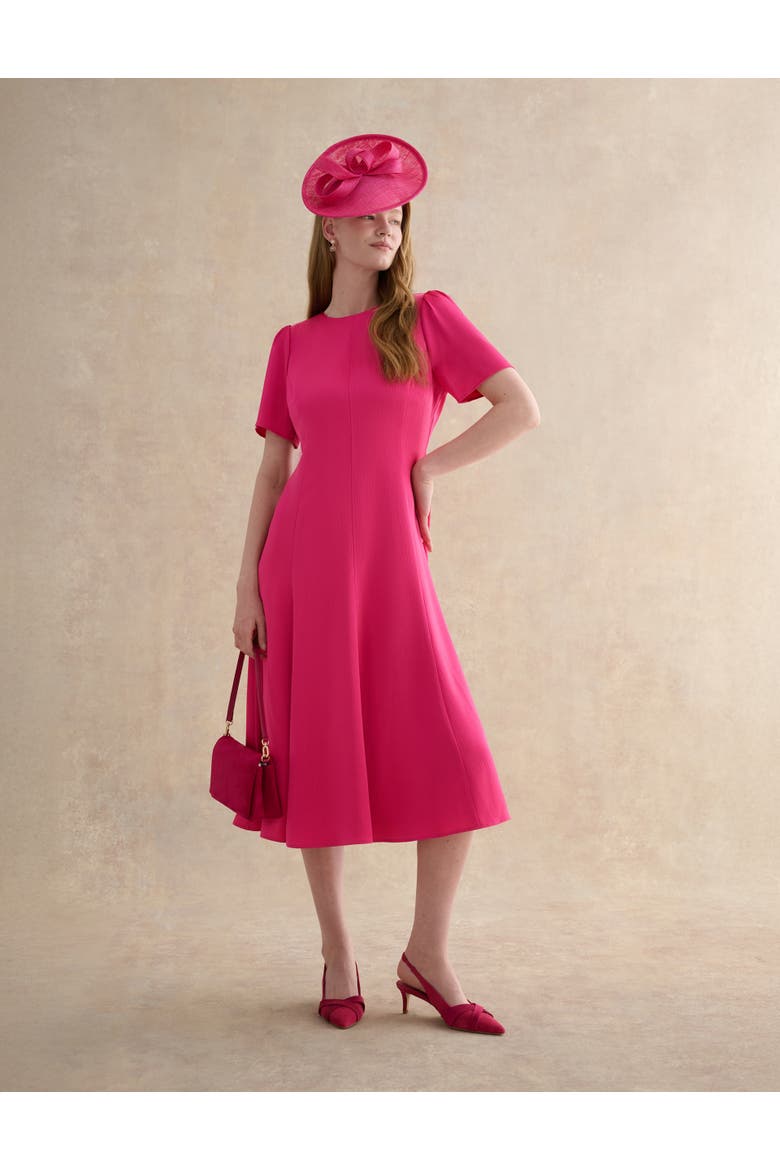 Camille Satin Midi Dress, Alternate, color, Brightpink