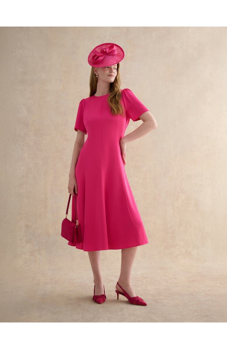 HOBBS LONDON Camille Satin Midi Dress, Alternate, color, Brightpink