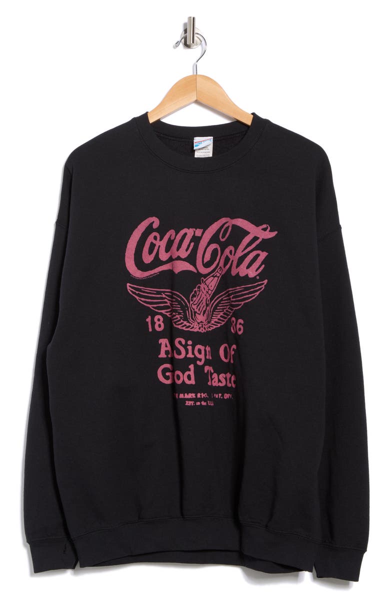 Junk Food Coca-Cola Crewneck Graphic Sweatshirt, Alternate, color, Black