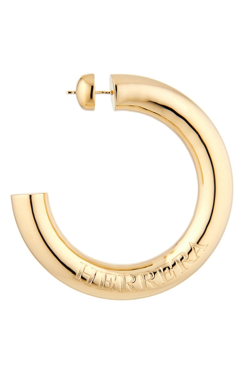 Carolina Herrera Engraved Hoop Earrings, Alternate, color, Gold