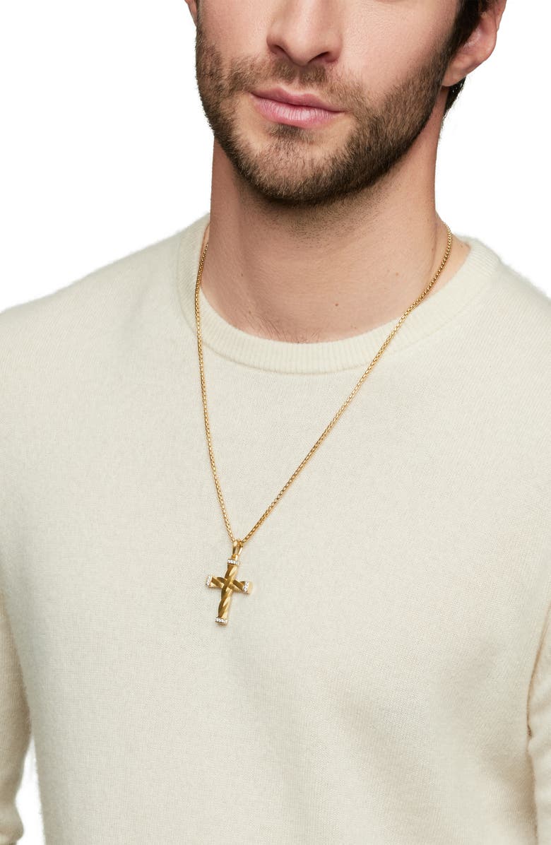 David Yurman Helios Cross Pendant in 18K Yellow Gold with Diamonds, Alternate, color, 18K Yellow Gold/ Diamond