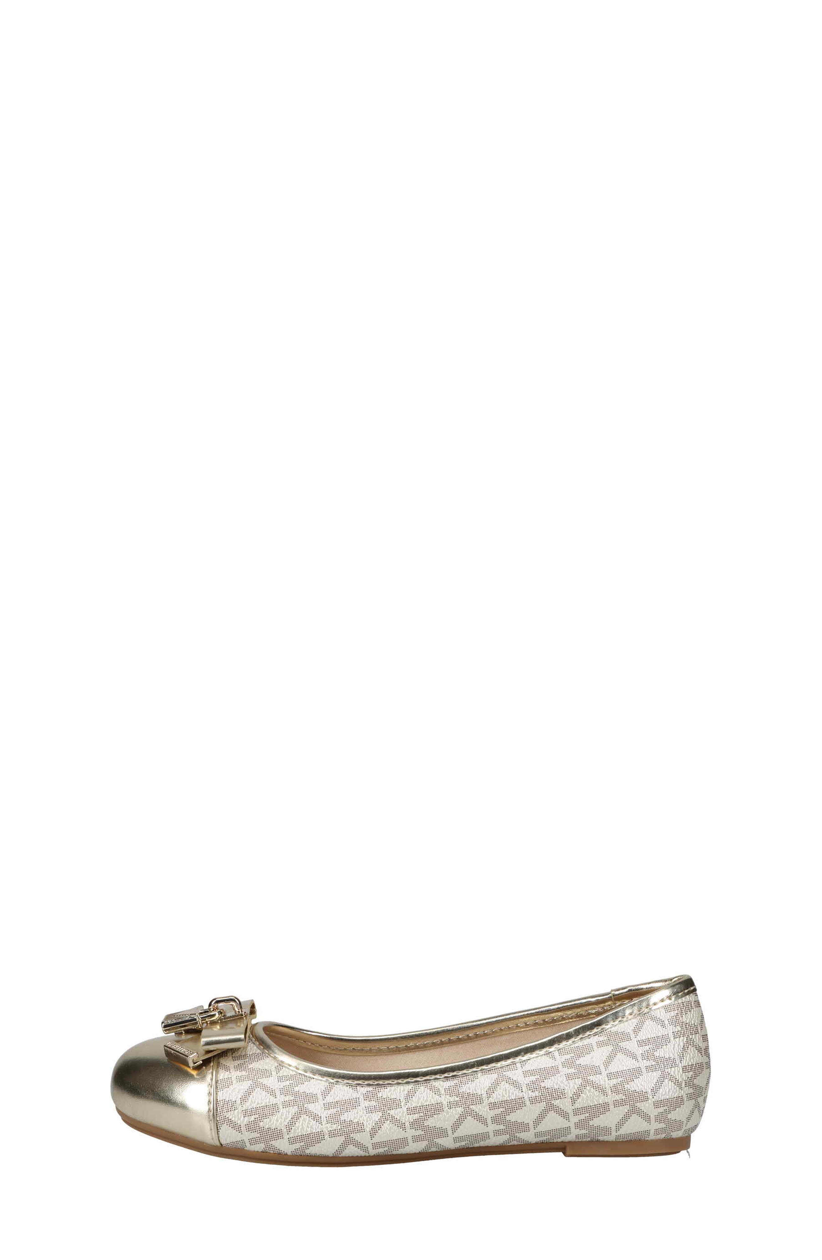 MICHAEL Michael Kors Kids' Kenya Lock Metallic Ballet Flat, Alternate, color, Pale Gold