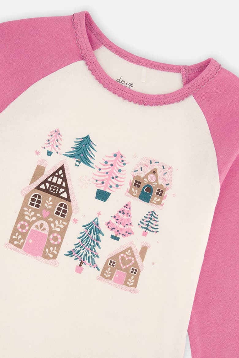 Tree Organic Cotton Top Pants Two Piece Pajama Set, Alternate, color, Pink Printed with Trees