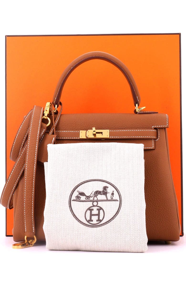 Pre-Owned Hermes Kelly Handbag Brown Togo with Gold Hardware 25, Alternate, color, Gold