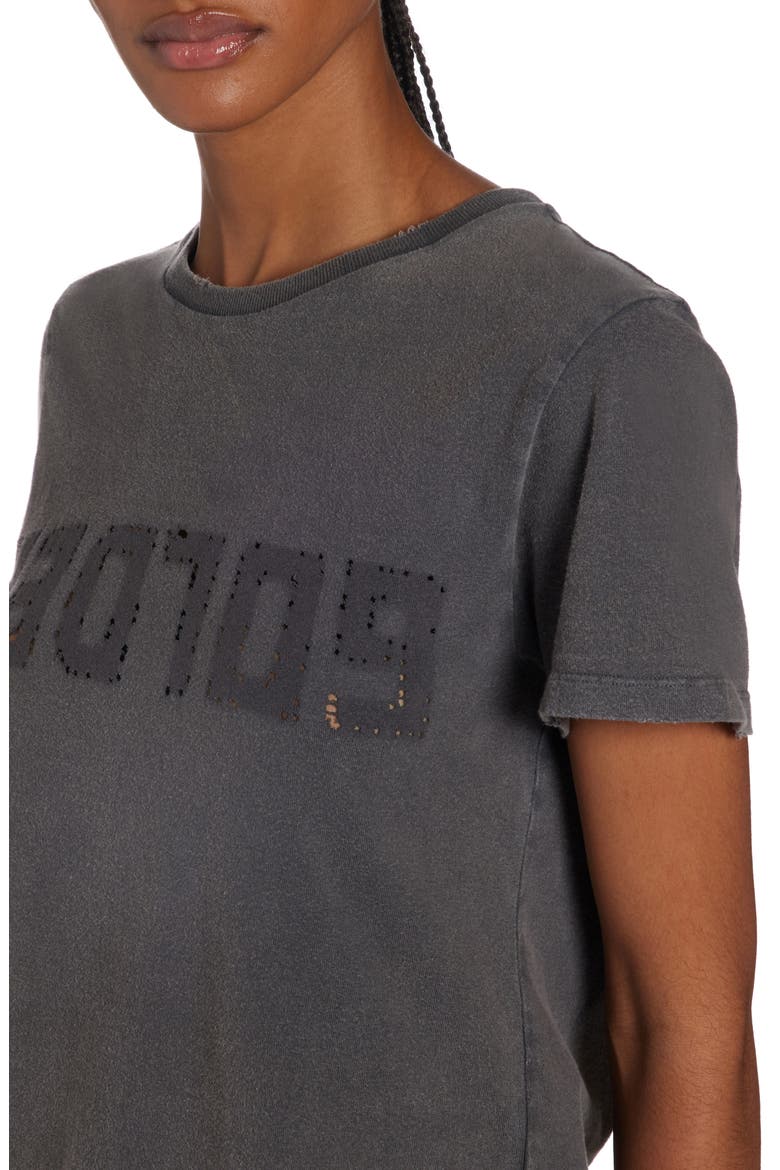 Distressed Upside Down Logo Cotton Graphic T-Shirt, Alternate, color, ANTHRACITE