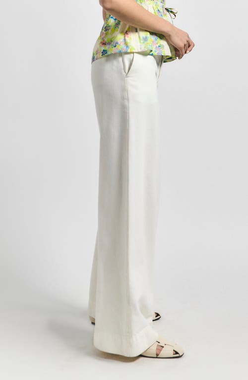 Derek Lam 10 Crosby Quinto Button Tab Wide Leg Pants In Blanc De Blanc