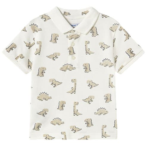 Mayoral Dinosaur Polo In Cream