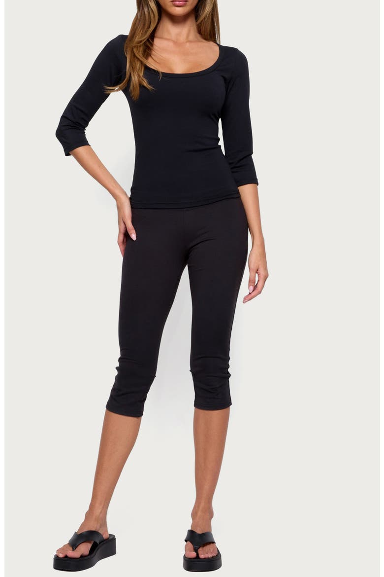 Desi Three-Quarter-Sleeve Top, Alternate, color, BLACK
