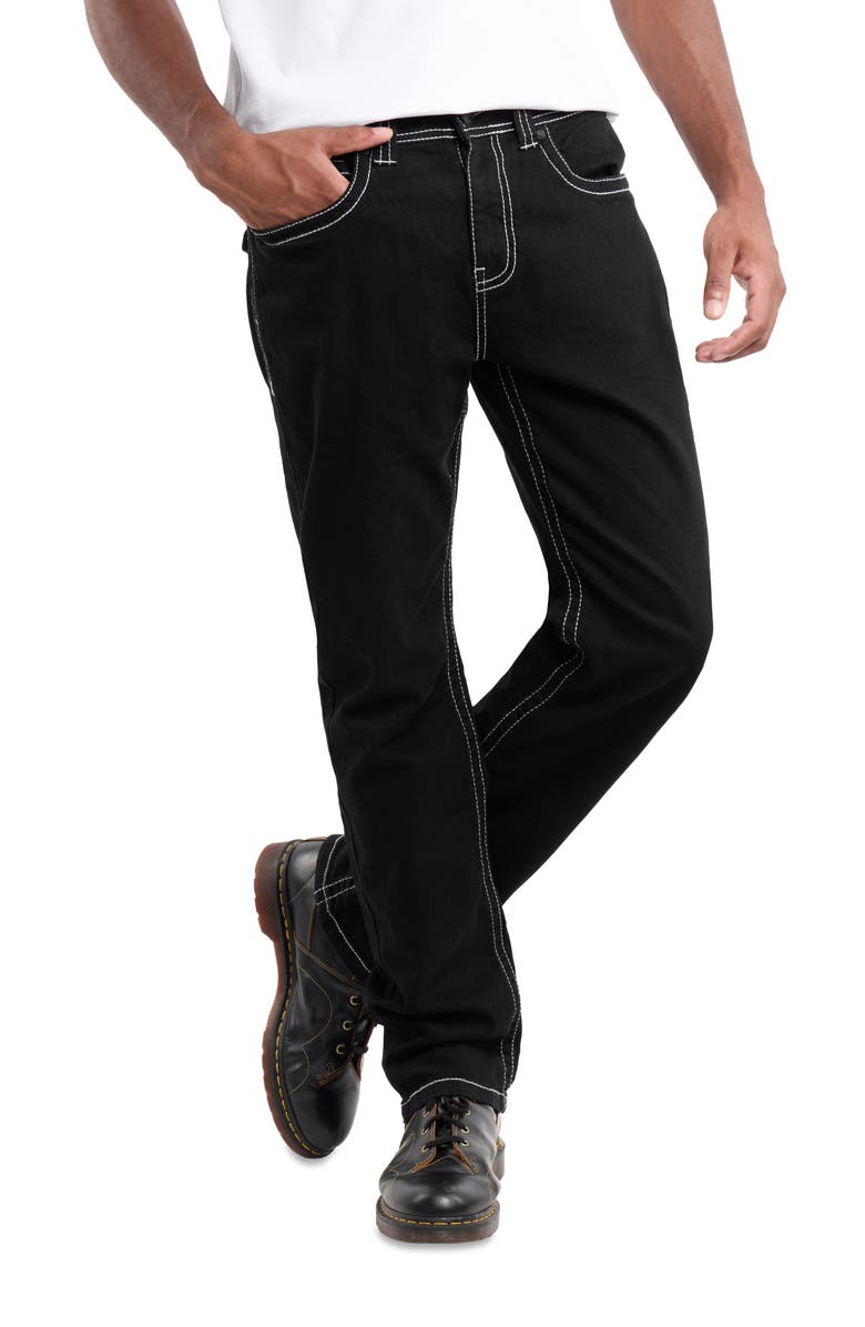 XRAY Saddle Stitch Straight Leg Jeans, Alternate, color, Black