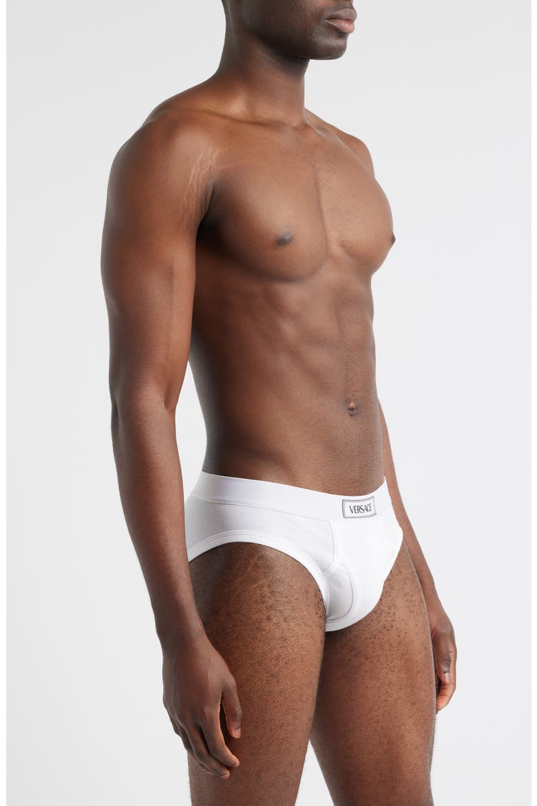 '90s Logo Stretch Cotton Rib Briefs, Alternate, color, OPTICAL WHITE