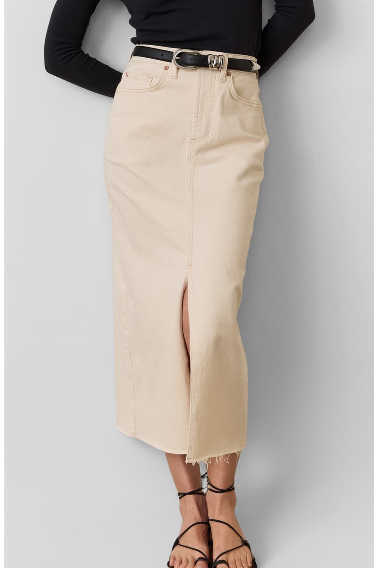 Fawn Denim Midi Skirt, Main, color, NATURAL