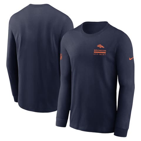Men's Nike Navy Denver Broncos Sideline Performance Long Sleeve T-Shirt