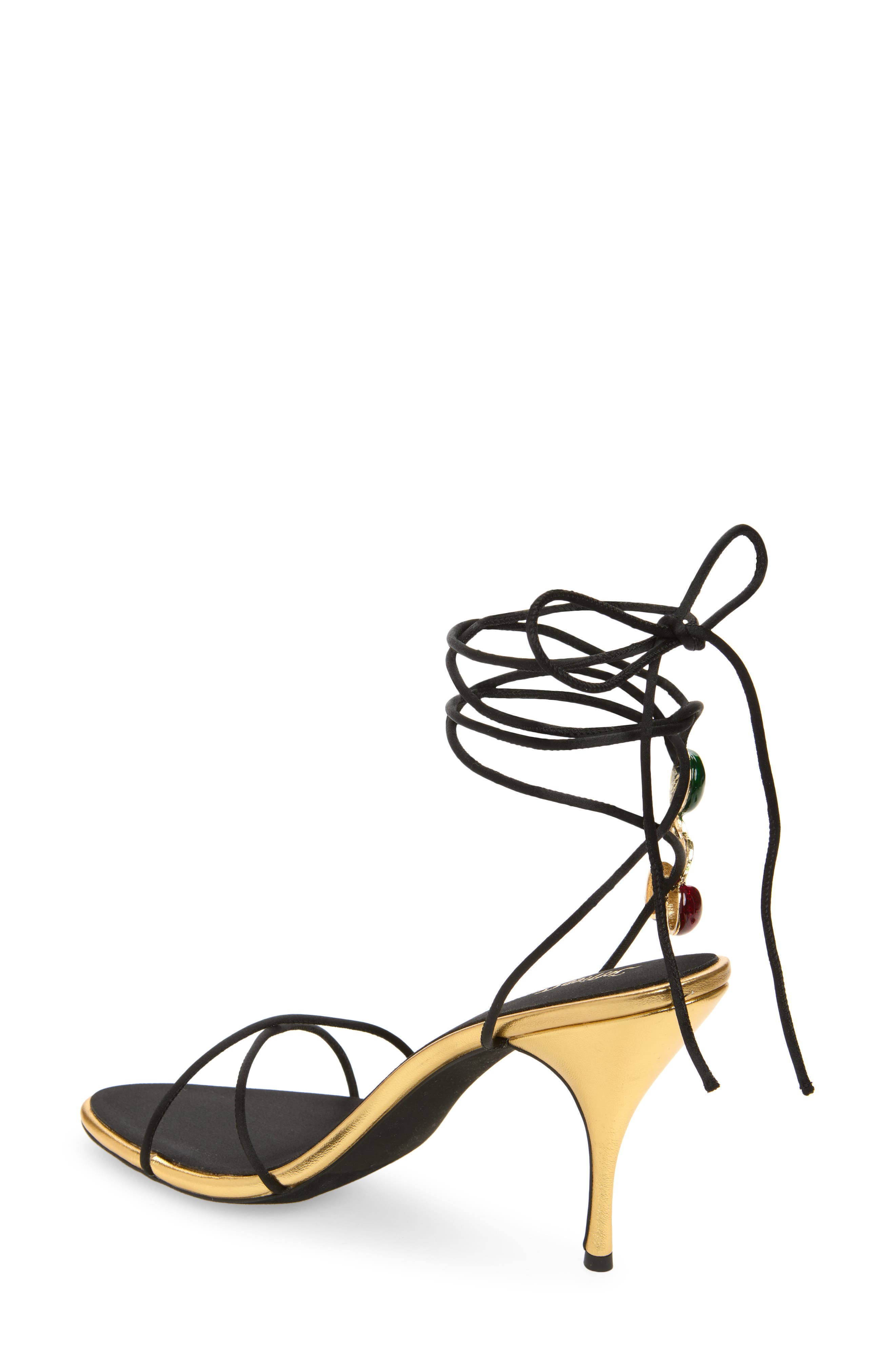 Jeffrey Campbell Georja Ankle Strap Sandal, Alternate, color, Black Satin Cherry